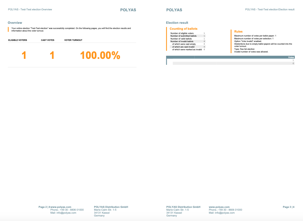 Downloading the election result as a PDF file Downloading the election result as a PDF file