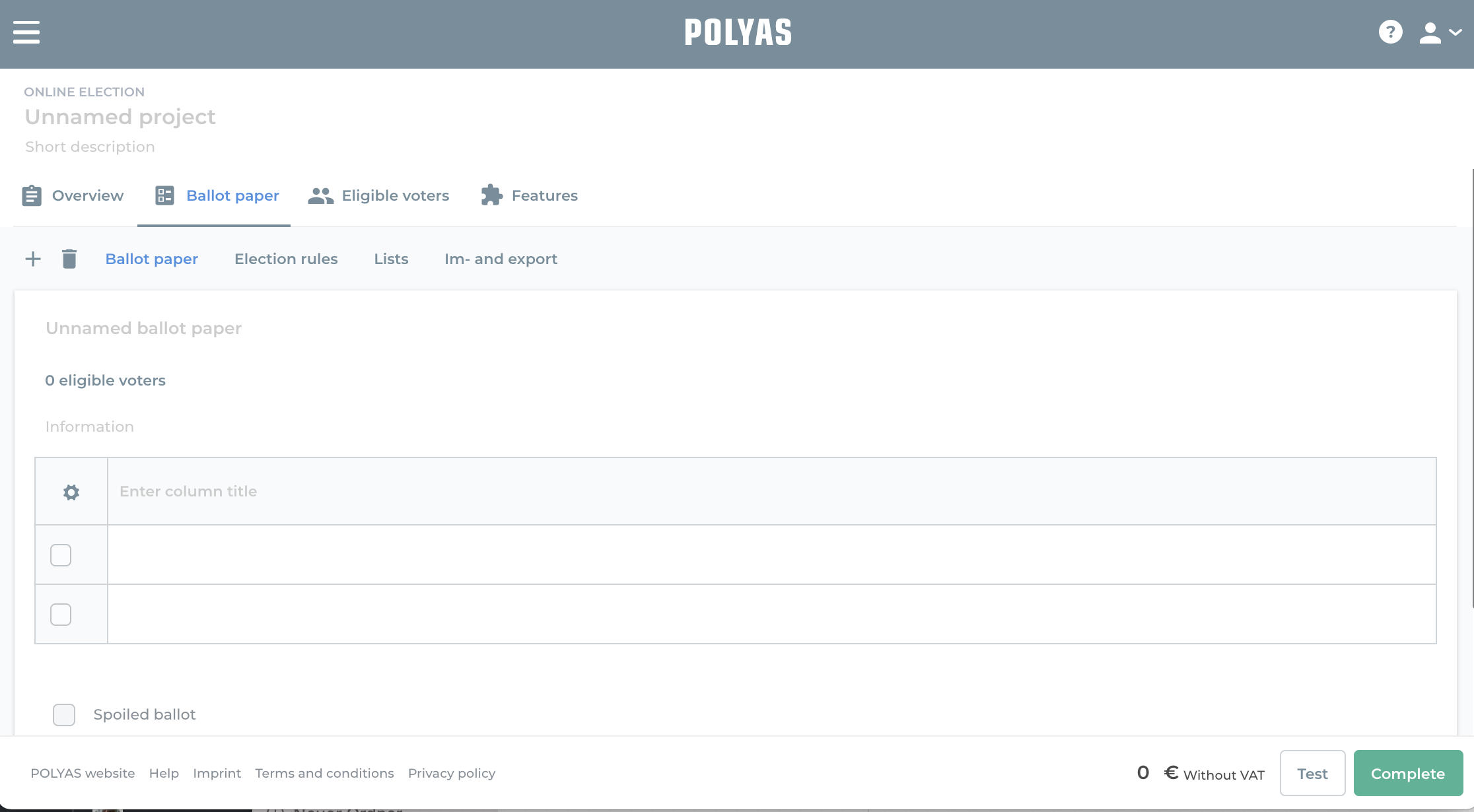 Create a ballot in online voting Create a ballot in online voting