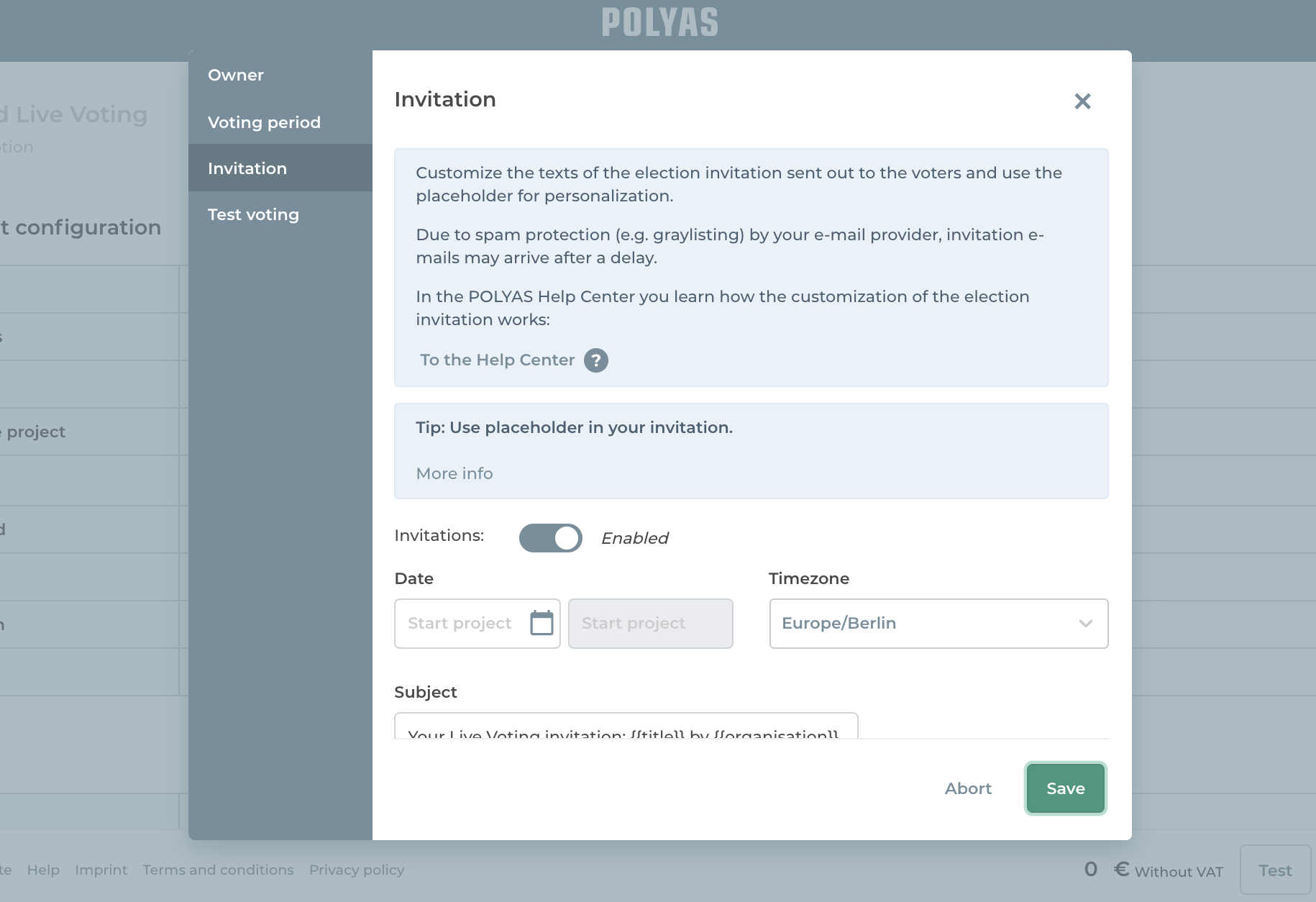 Determine the period of live voting and send invitations Determine the period of live voting and send invitations