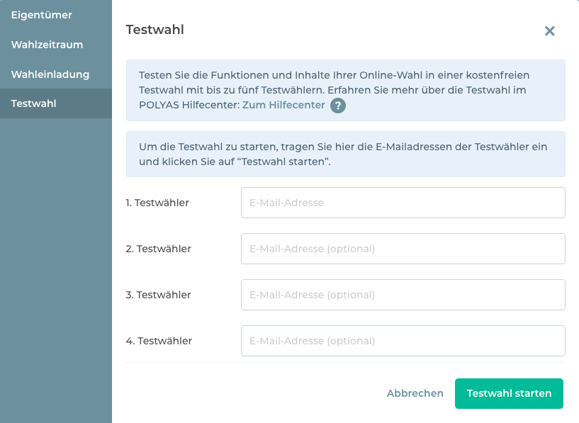 Testen Sie, ob Ihre Online-Wahl wie gewünscht funktioniert Testen Sie, ob Ihre Online-Wahl wie gewünscht funktioniert