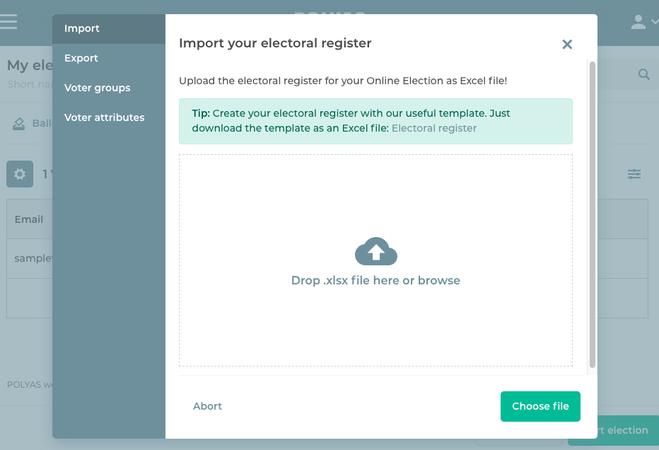 Upload your electoral roll in the online voting manager Upload your electoral roll in the online voting manager